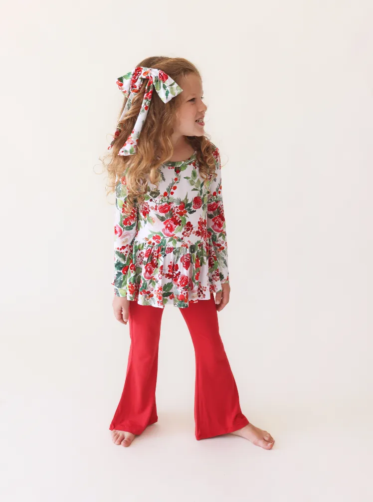 Posh Peanut Long Sleeve Peplum Top & Bell Bottom Set in Beatrix