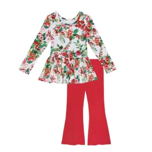 Posh Peanut Long Sleeve Peplum Top & Bell Bottom Set in Beatrix