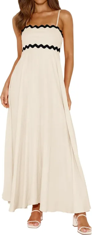 PRETTYGARDEN Womens Spaghetti Strap Maxi Dresses 2025 Summer Casual Sleeveless Smocked Boho A Line Long Flowy Beach Sundress