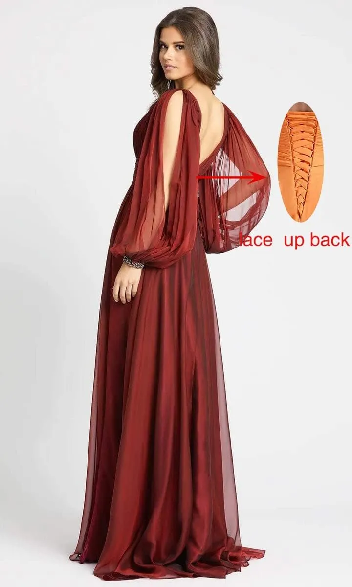 Puffy Sleeves Chiffon Princess Prom Quinceanera Dress Formal Evening Party Maxi Gowns for Women