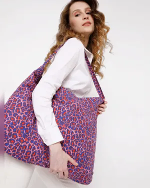 Purple Animal Print Cotton Tote Bag