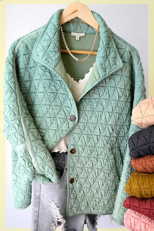 QUILTED BUTTON UP JACKET