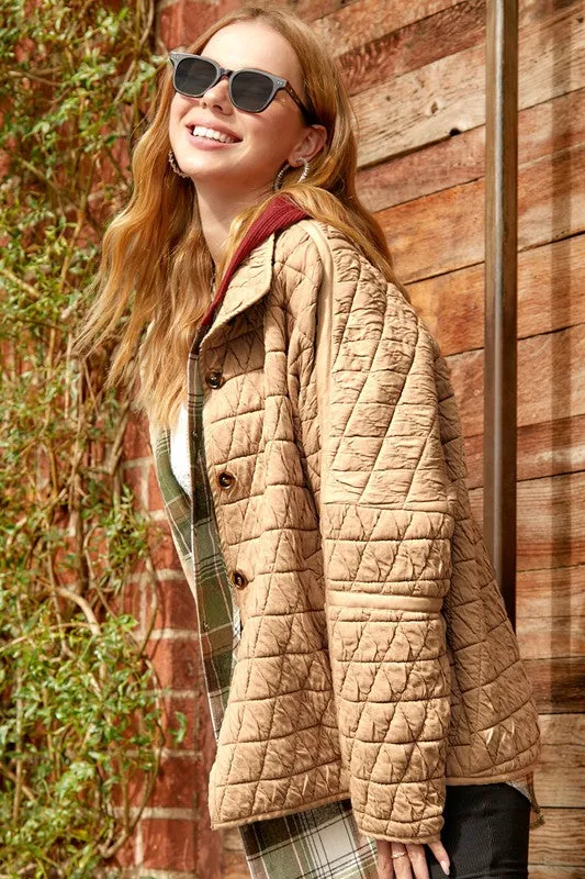 QUILTED BUTTON UP JACKET