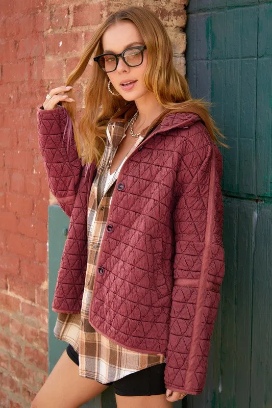 QUILTED BUTTON UP JACKET