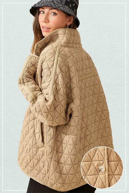 QUILTED BUTTON UP JACKET