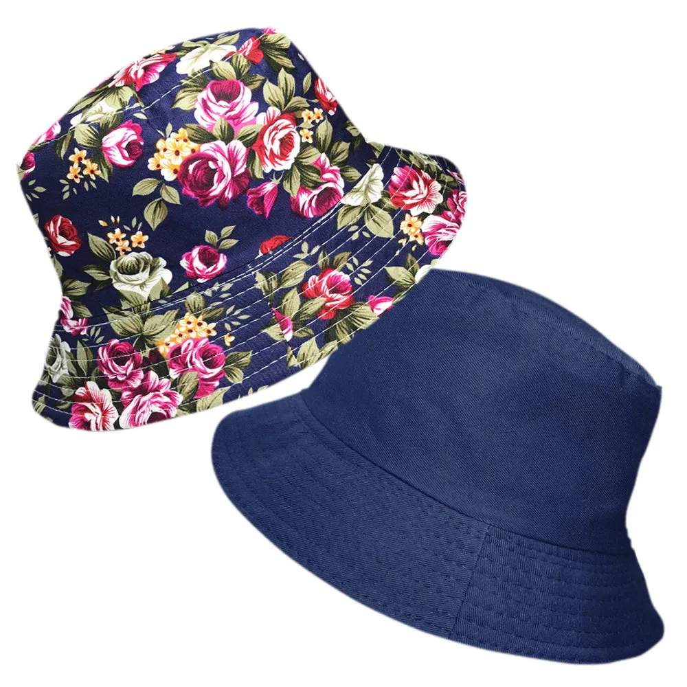 Reversible Floral Cotton Bush Bucket Festival Hats