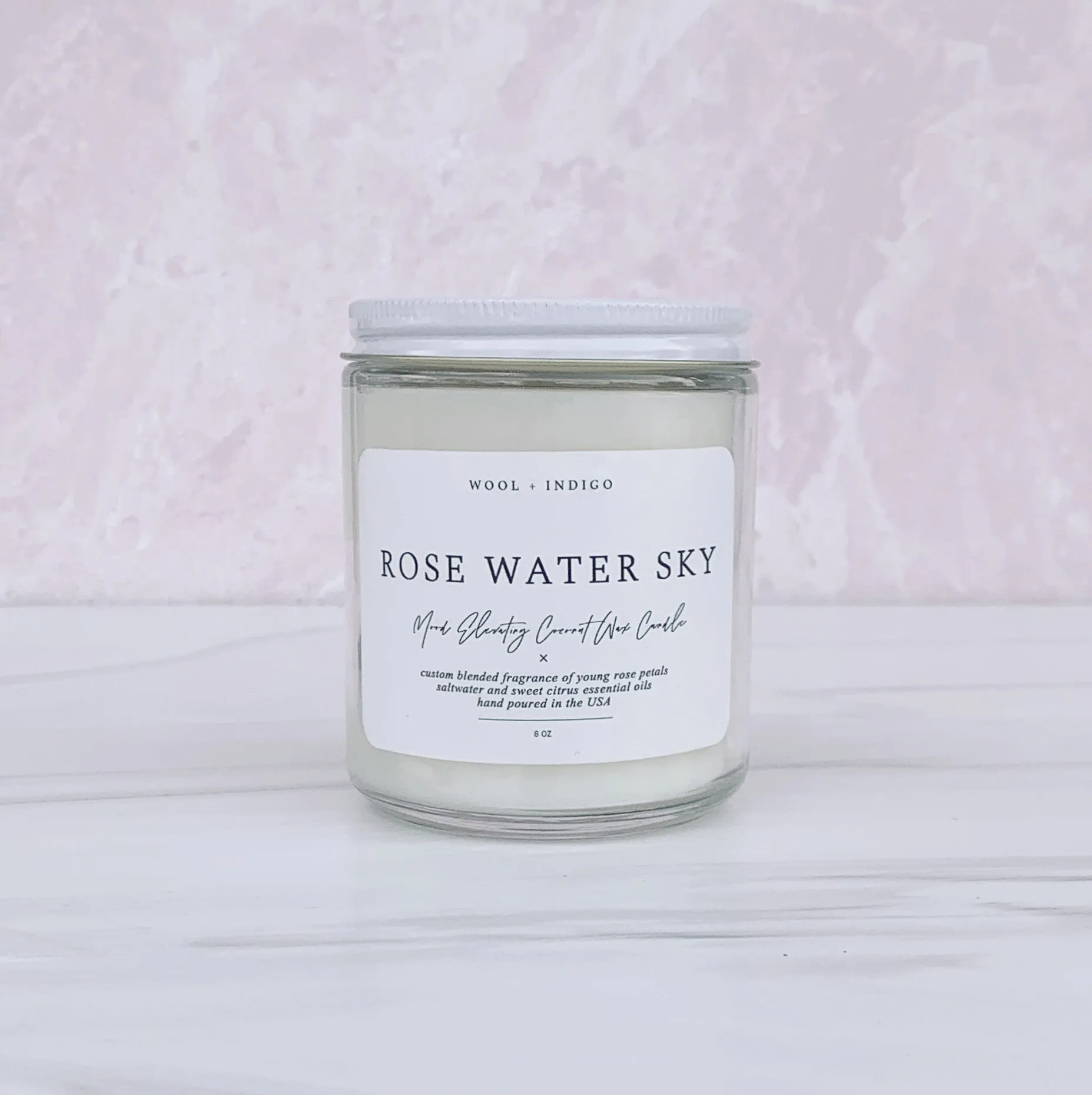 Rose Water Sky Candle by Wool & Indigo
