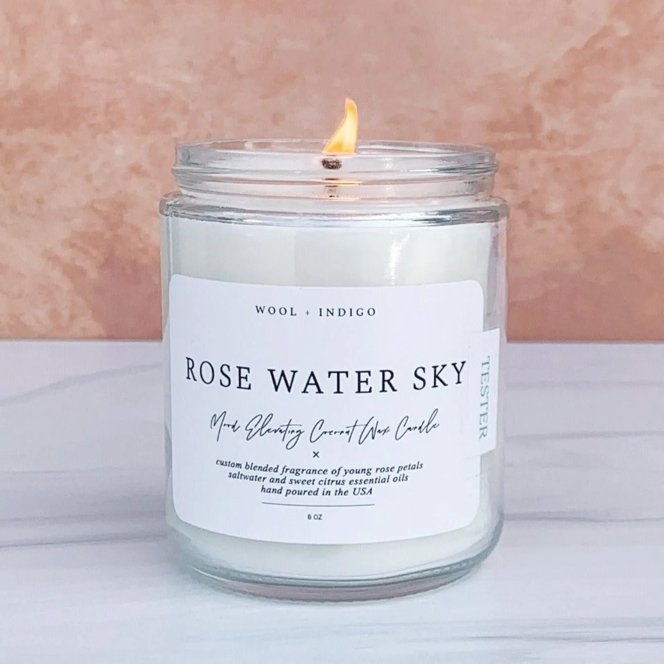 Rose Water Sky Candle by Wool & Indigo