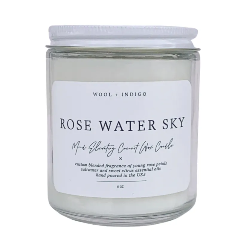 Rose Water Sky Candle by Wool & Indigo