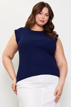 Ruffle Sweater Tank, Navy or Pink