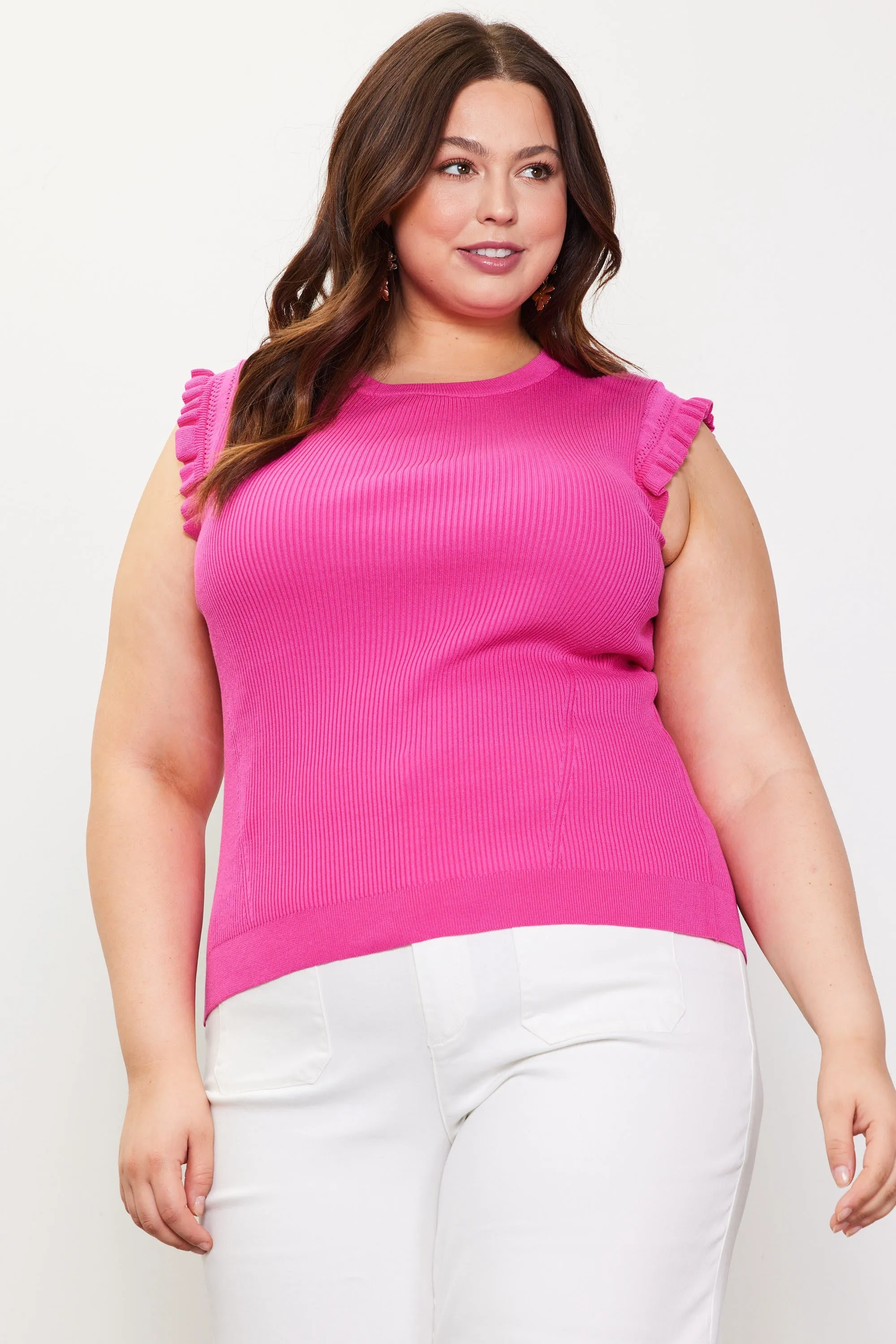 Ruffle Sweater Tank, Navy or Pink