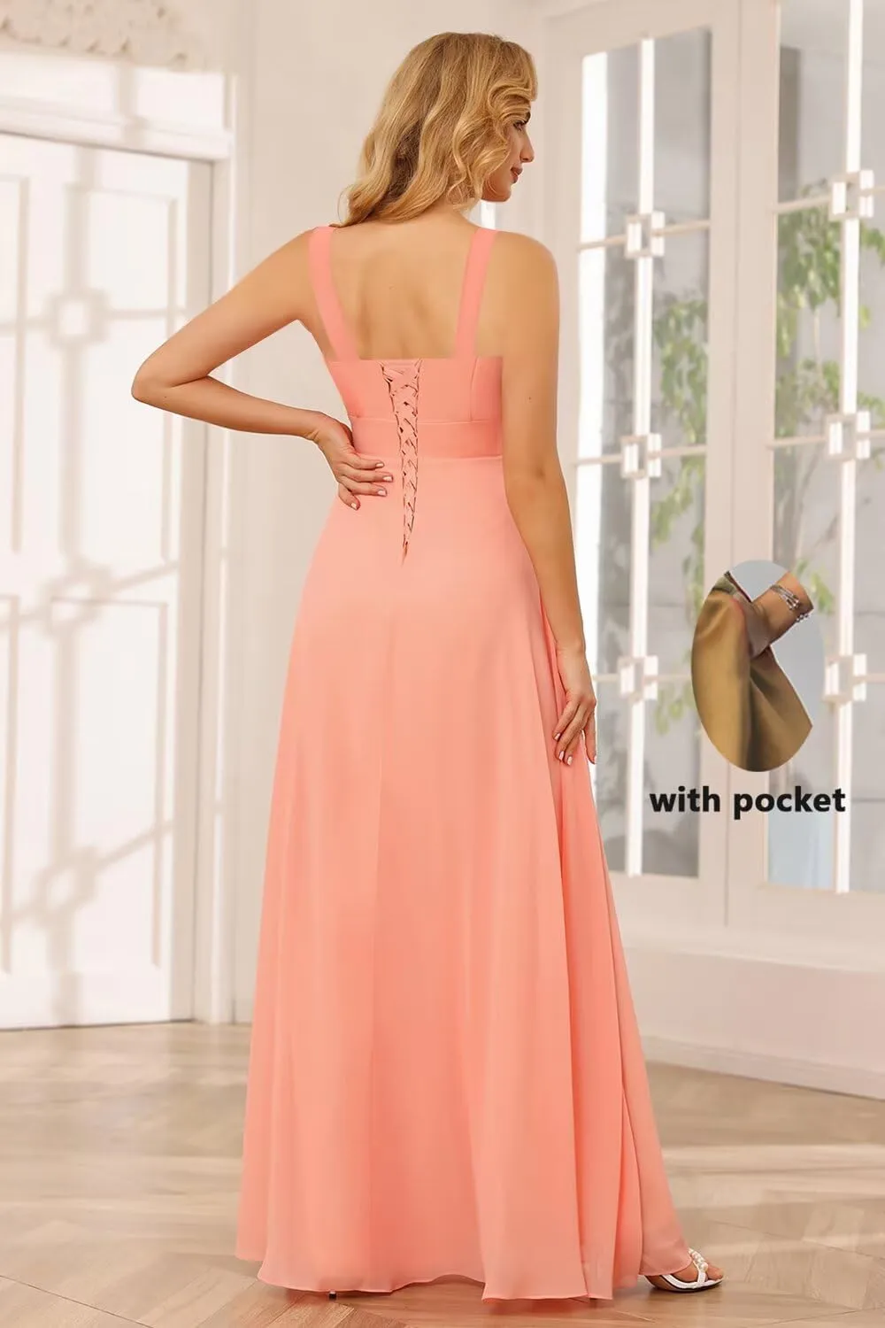 Ruffles Long Bridesmaid Dresses 2025 for Women Chiffon Wedding Guest Dress TN325
