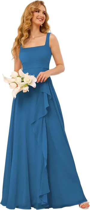 Ruffles Long Bridesmaid Dresses 2025 for Women Chiffon Wedding Guest Dress TN325