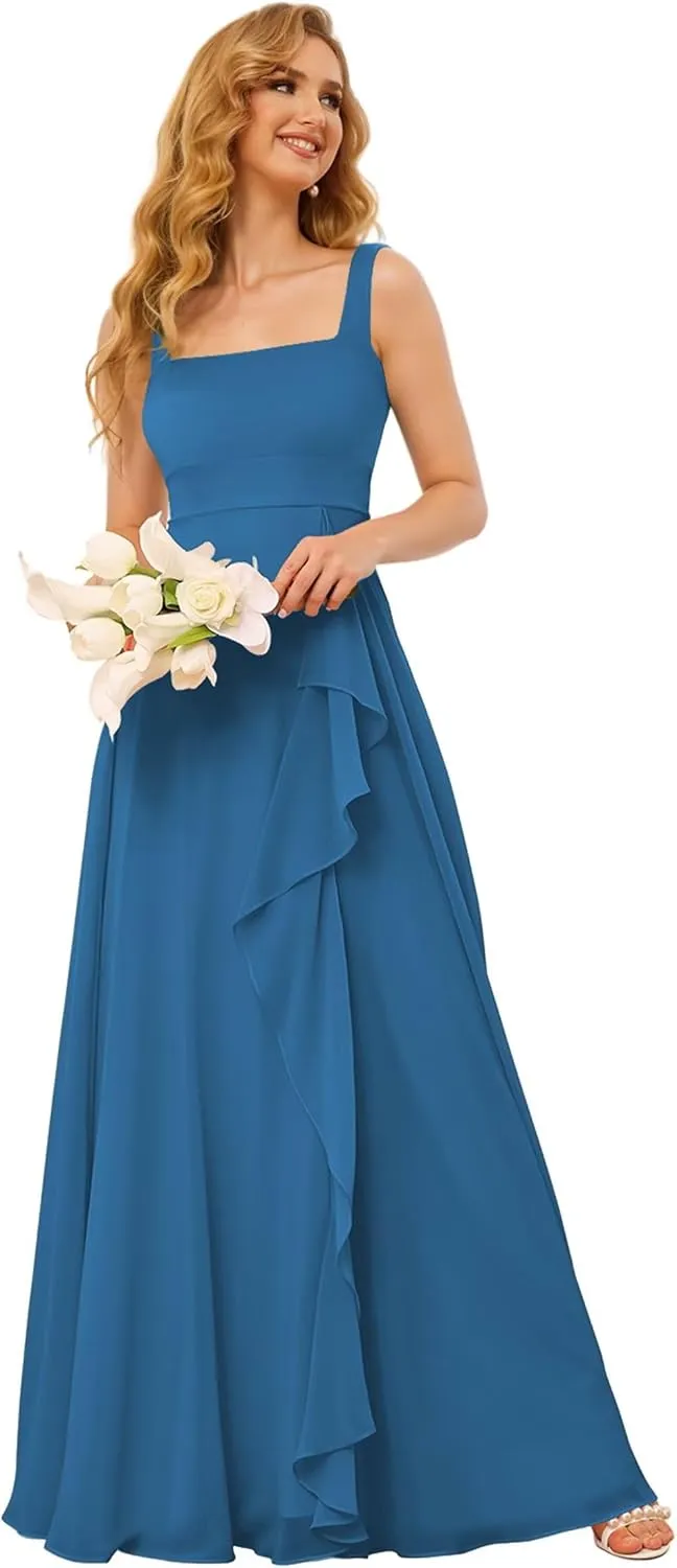 Ruffles Long Bridesmaid Dresses 2025 for Women Chiffon Wedding Guest Dress TN325