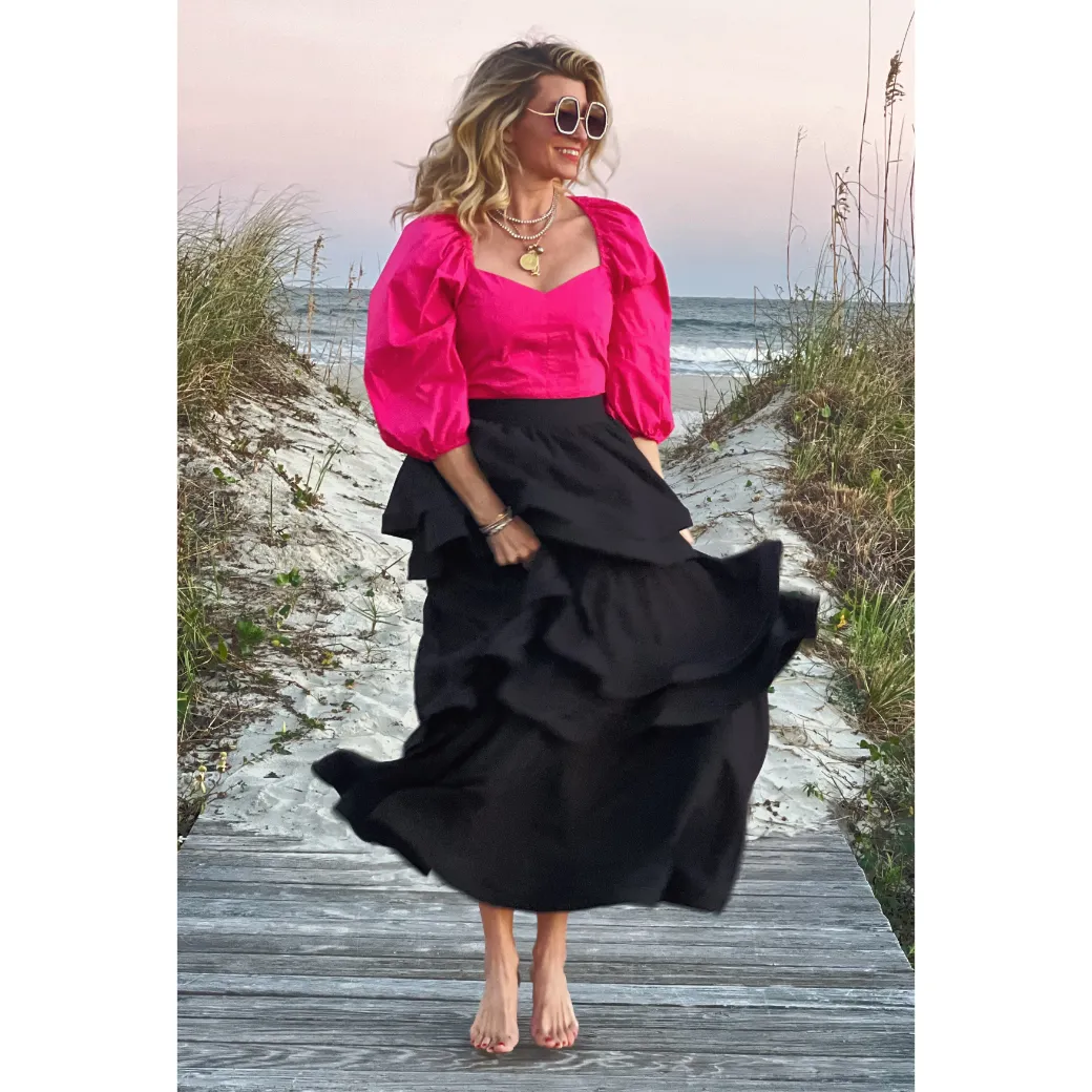 SAMPLE- Balloon Sleeve Bustier - Fuchsia