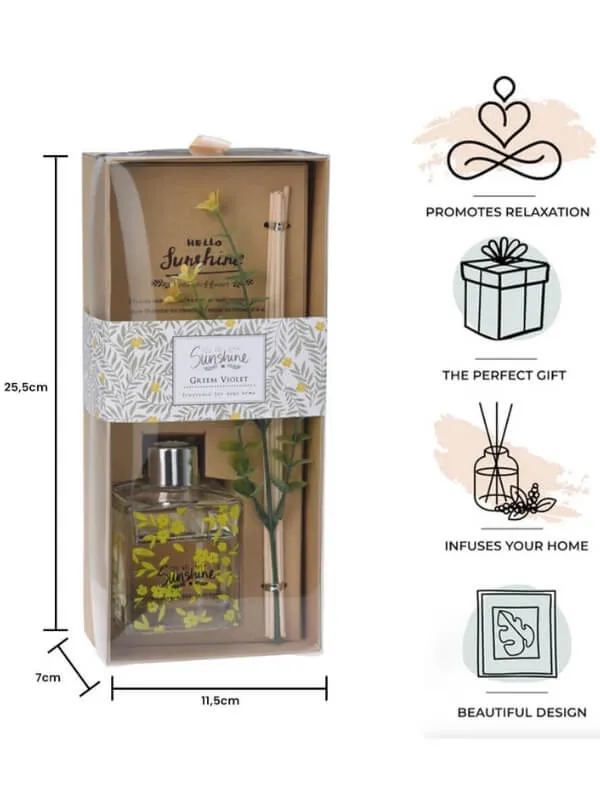 Scented Diffuser with 6 Reed Sticks and Artificial Flower - 100ml