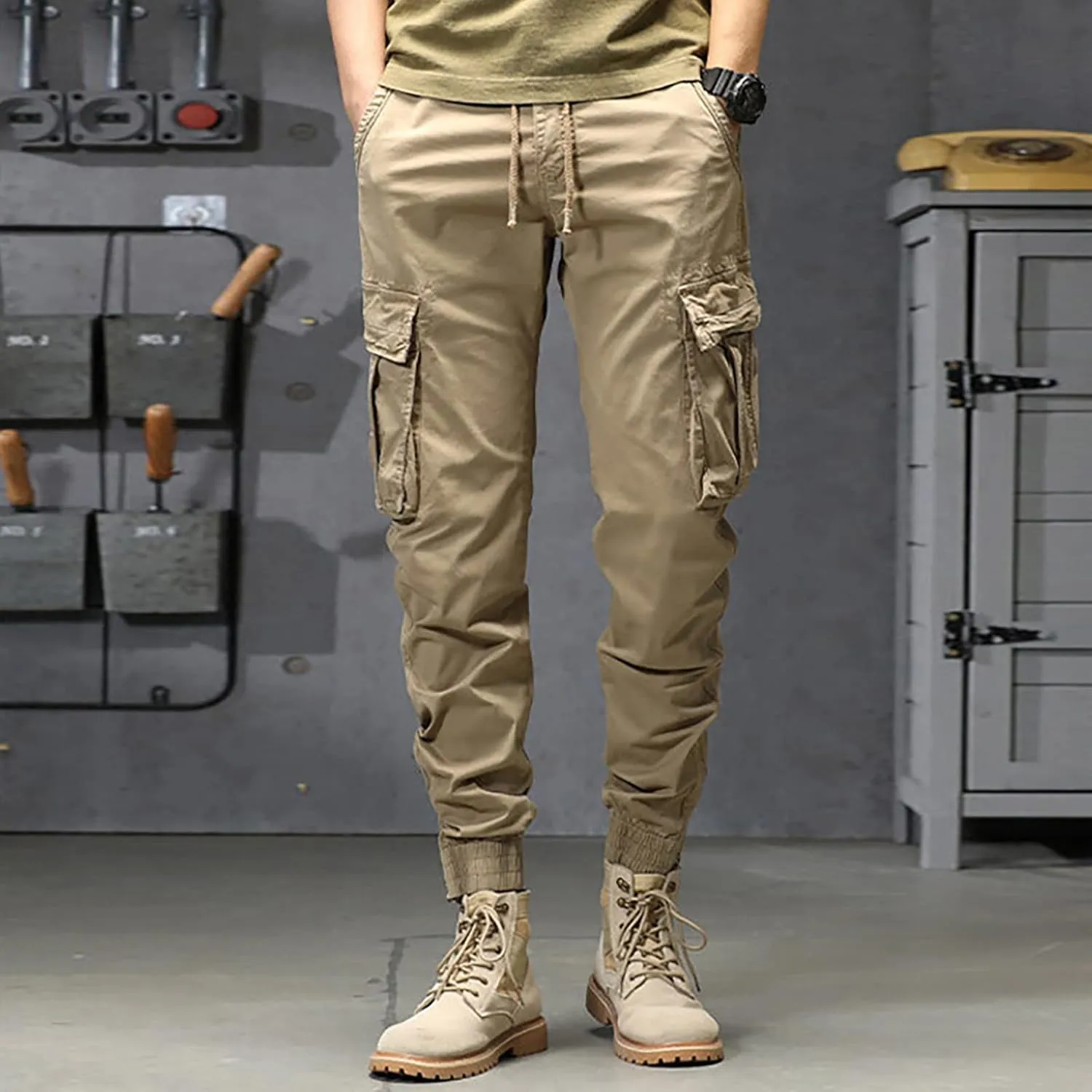 sdbrld Cargo Pants For Men Mens Ripstop Tactical Pants Casual Lightweight Outdoor Hiking Water Resistant Pants with Pockets