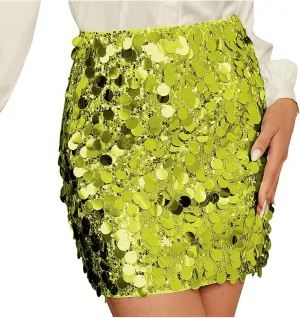 Sequin Bodycon Skirt for Women Y2k Sparkly Mini Skirts Sexy Glitter Shiny Skirt Night Out Party Club Dance Rave