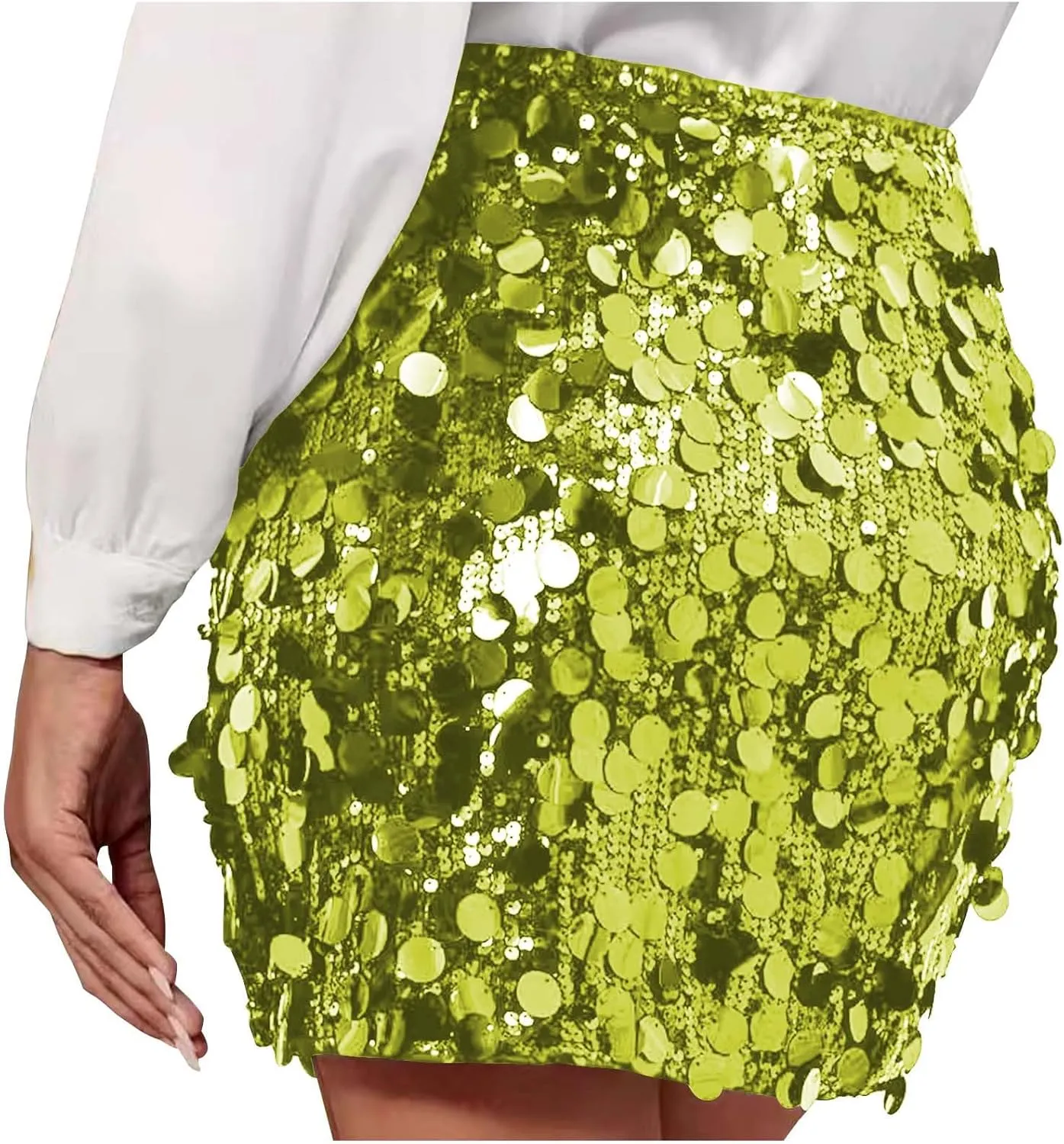 Sequin Bodycon Skirt for Women Y2k Sparkly Mini Skirts Sexy Glitter Shiny Skirt Night Out Party Club Dance Rave