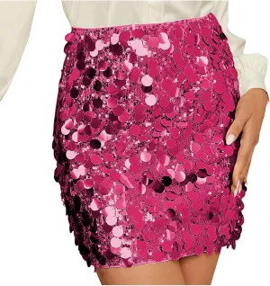 Sequin Bodycon Skirt for Women Y2k Sparkly Mini Skirts Sexy Glitter Shiny Skirt Night Out Party Club Dance Rave