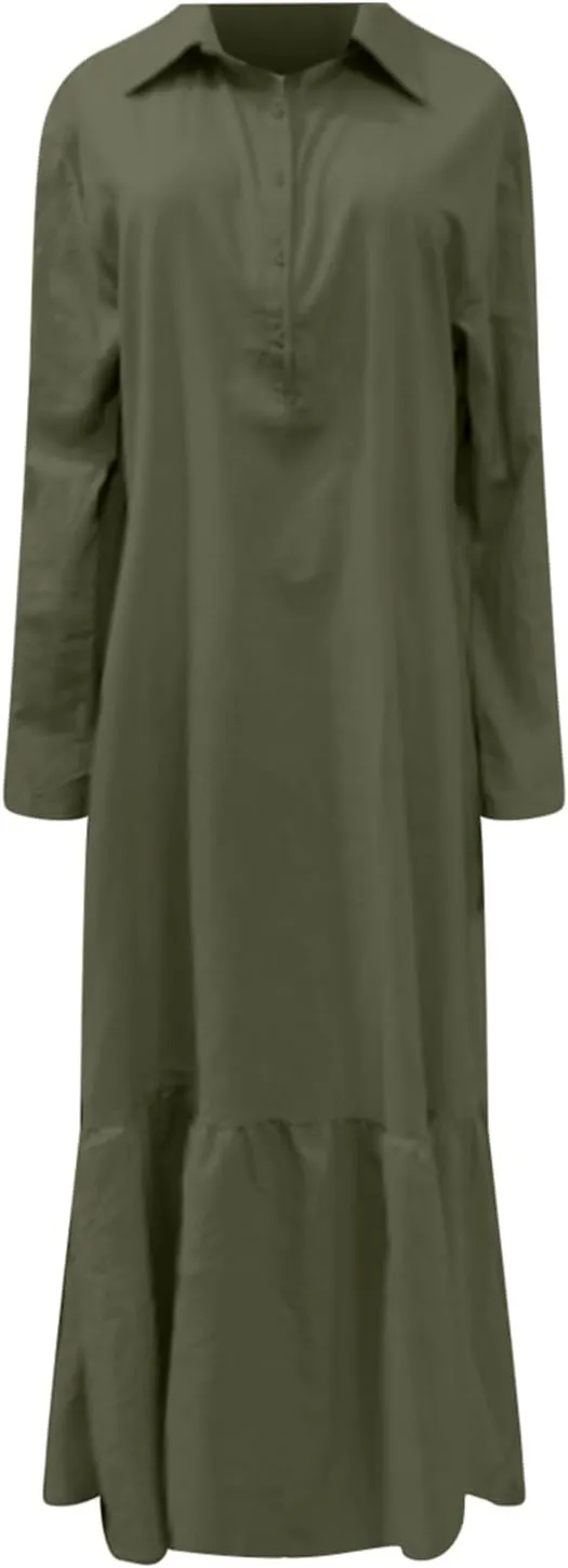 Sexy Summer Dresses for Women 2024 Long Button Maxi Shirt Dress Royal Blue Dresses for Women Office Dresses for Women