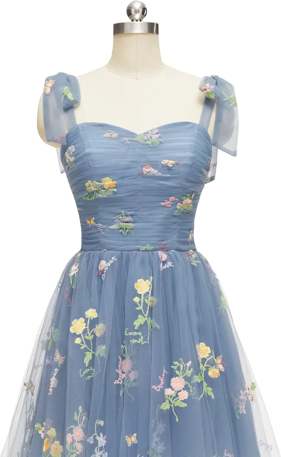 Short Homecoming Dresses for Teens Flower Embroidery Tulle Spaghetti Strap Knee Length Daisy Floral Prom Dresses