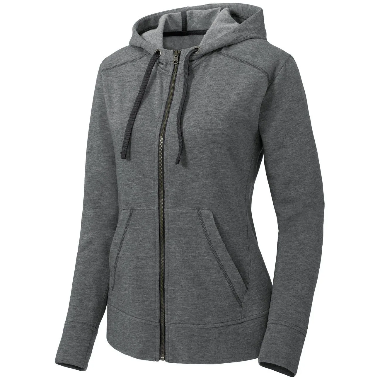 Sport-Tek Women's PosiCharge Tri-Blend Wicking Fleece Full-Zip Hooded Jacket
