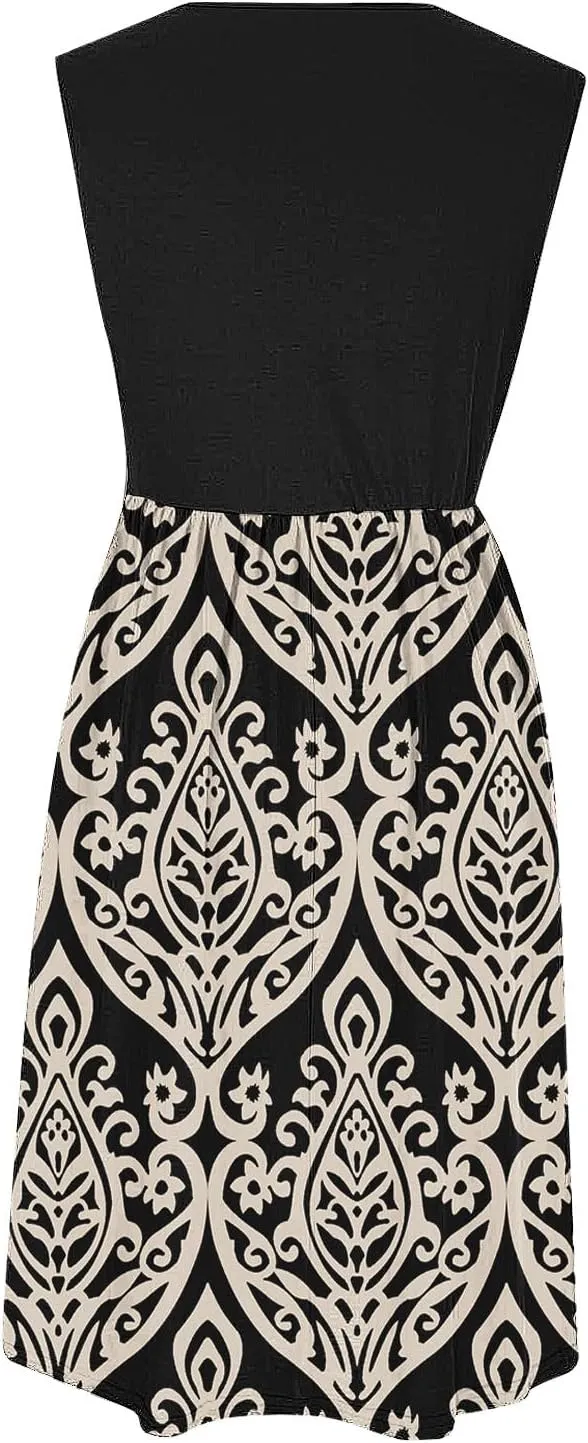 Spring Summer Dresses for Women 2025 Sleeveless Floral Maxi Vintage Dress Beach Vacation Sundress Cruise Outfits