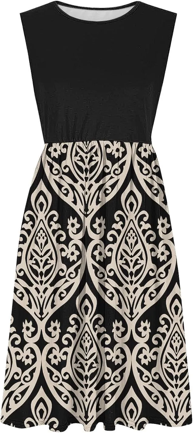 Spring Summer Dresses for Women 2025 Sleeveless Floral Maxi Vintage Dress Beach Vacation Sundress Cruise Outfits