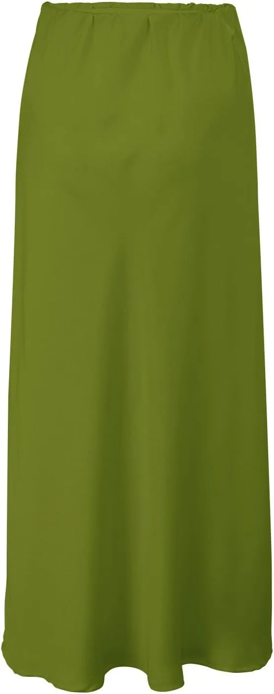 Spring Summer Skirts Satin Skirt High Waisted Maxi Wedding A Line Long Skirts Disposable Table