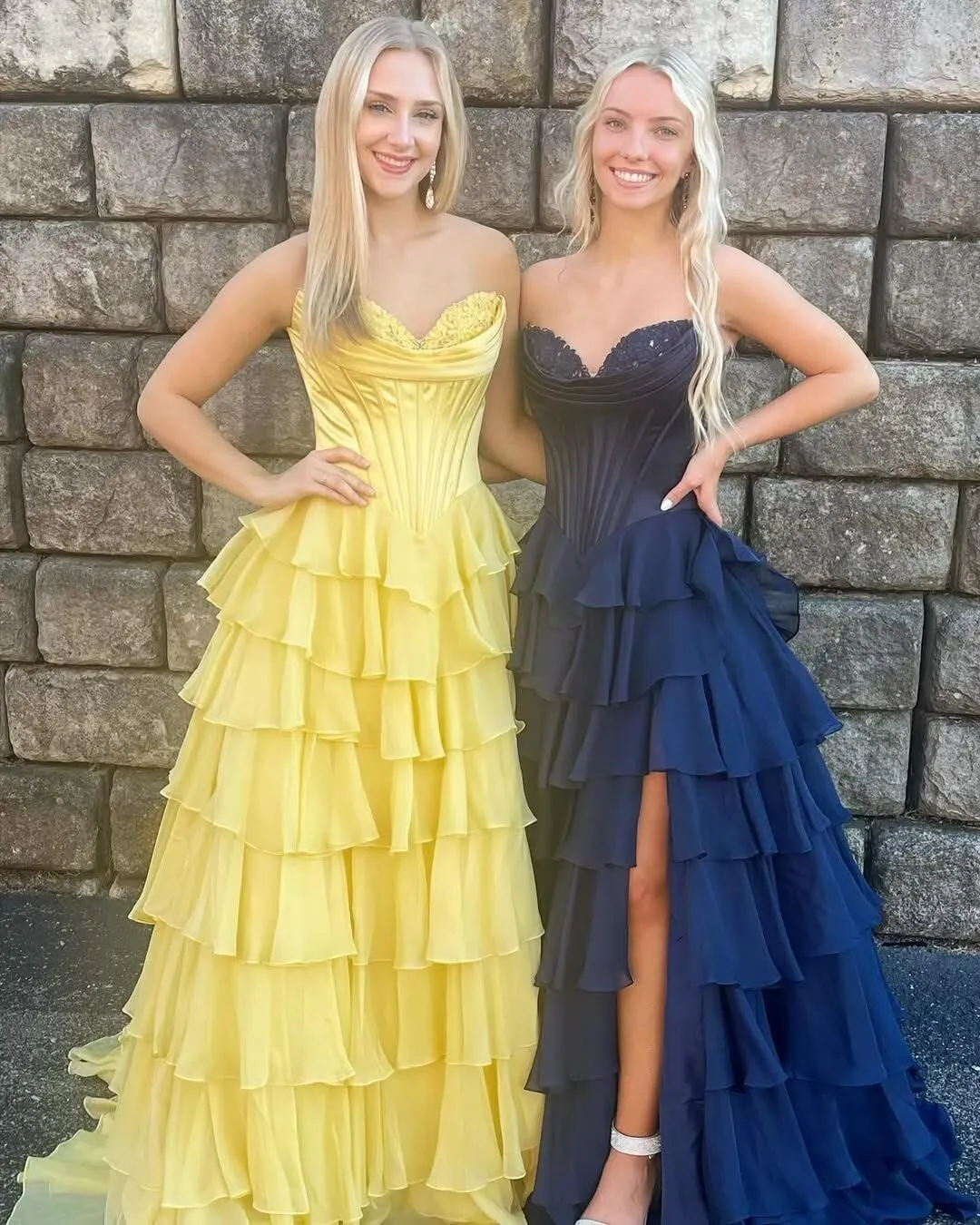 Strapless Prom Dresses 2025 Corset Evening Party Dress for Women Tiered Ruffle Long Ball Gown with Slit