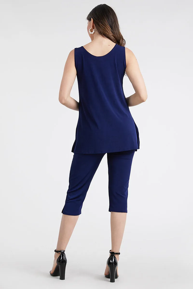 Stretchy Tank Capri Pant Set-9002BN-TRS1