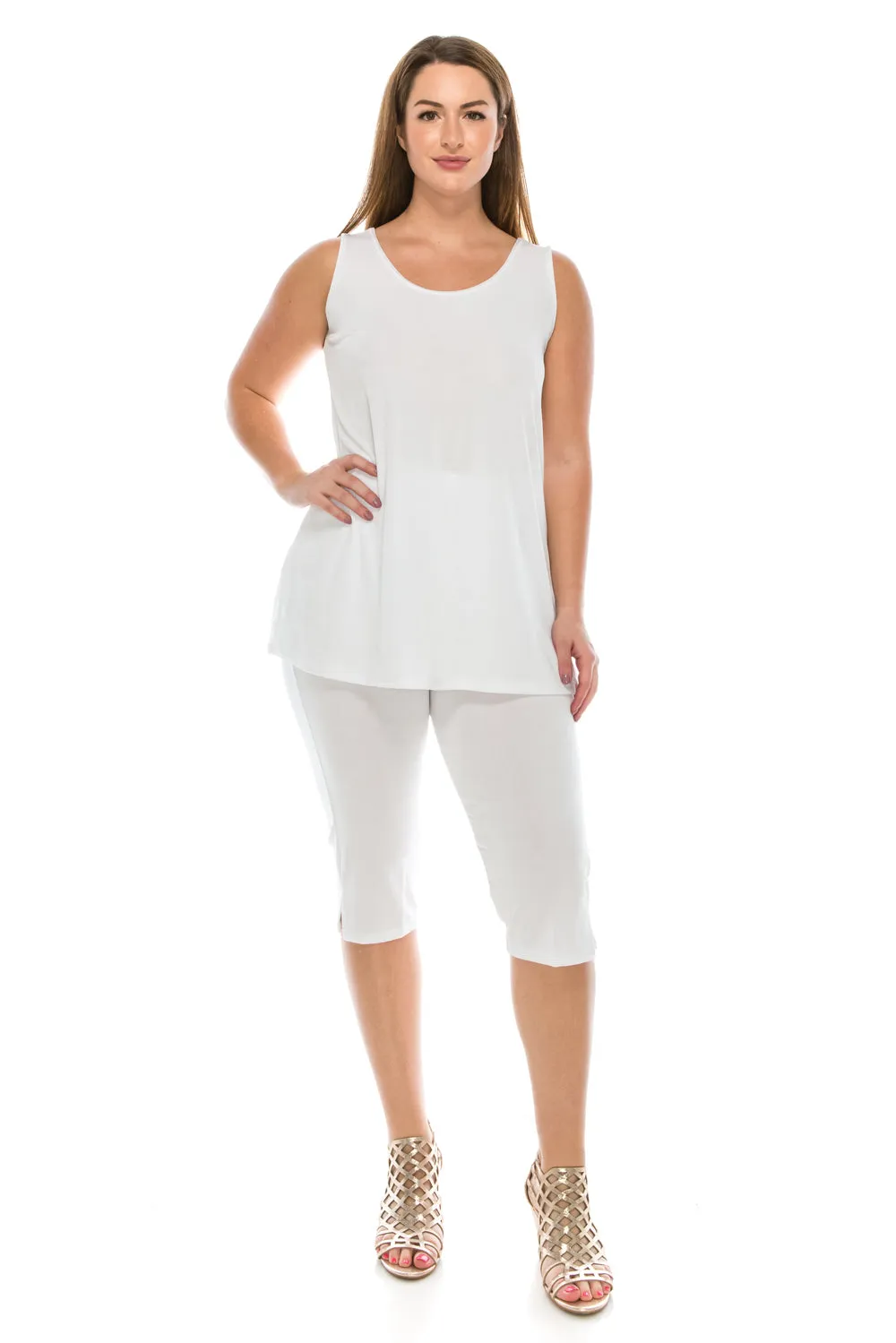 Stretchy Tank Capri Pant Set-9002BN-TRS1