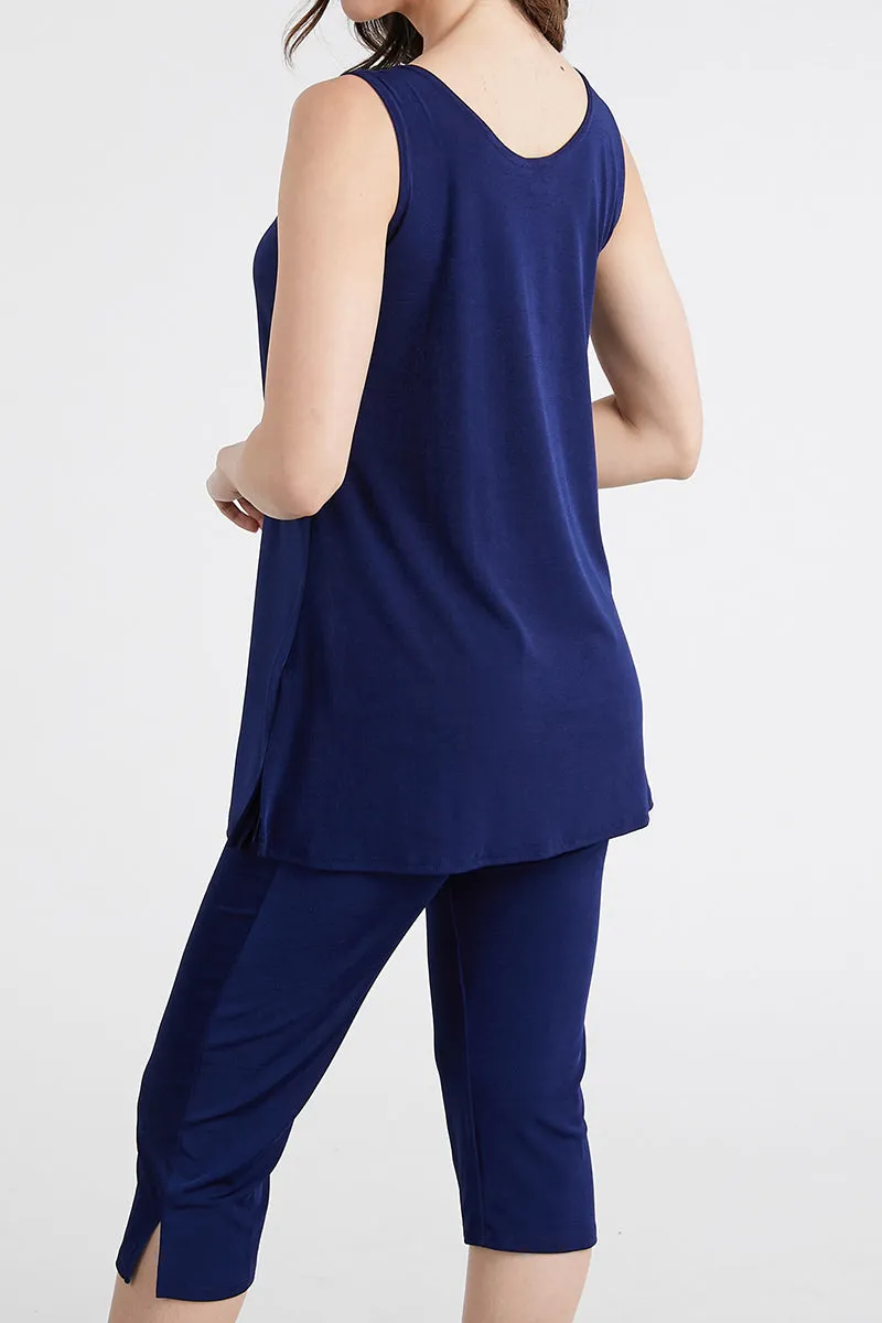 Stretchy Tank Capri Pant Set-9002BN-TRS1