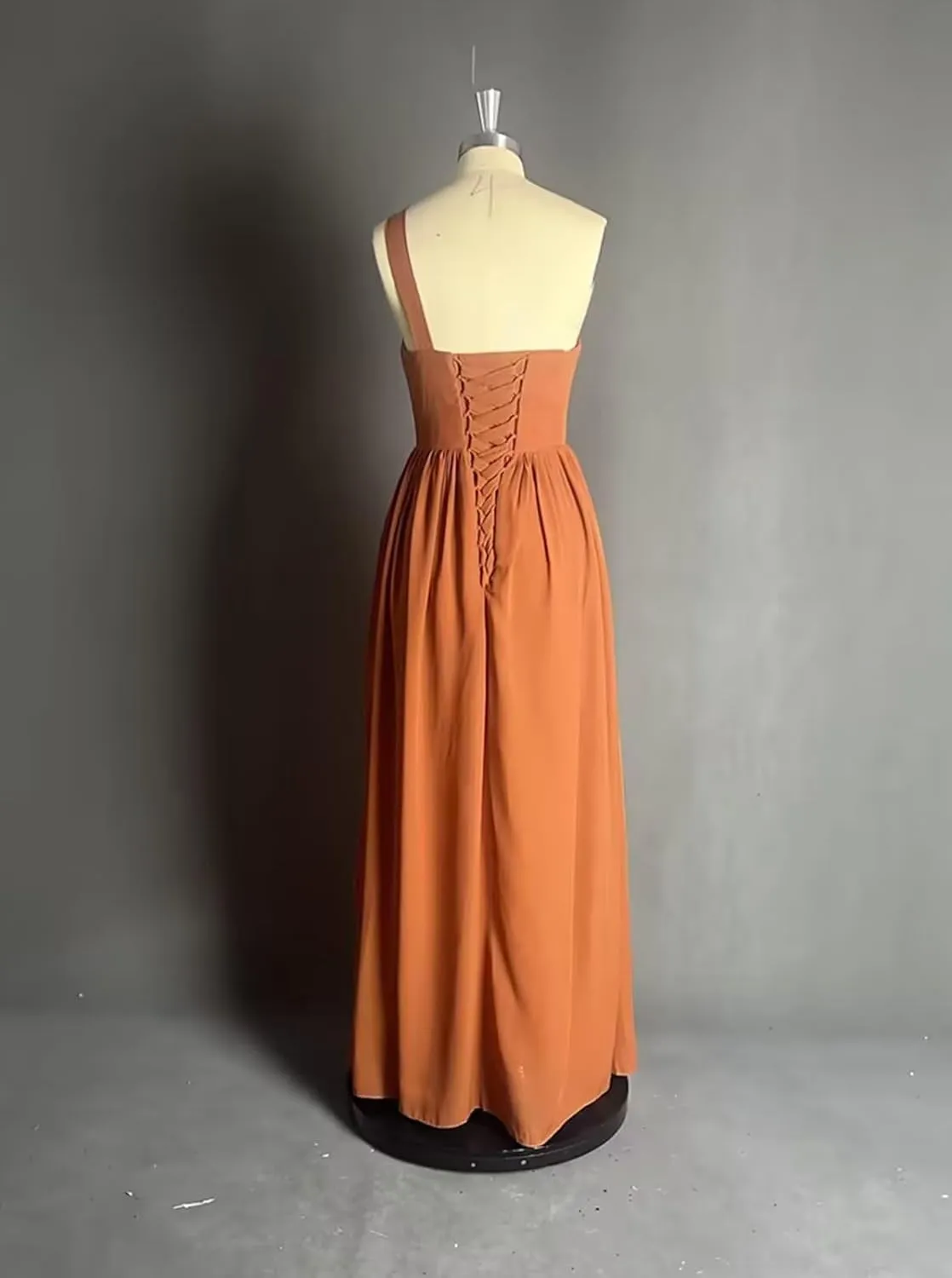 Sukleet One Shoulder Bridesmaid Dresses Long for Women Ruffles Chiffon A Line Formal Wedding Guest Dress