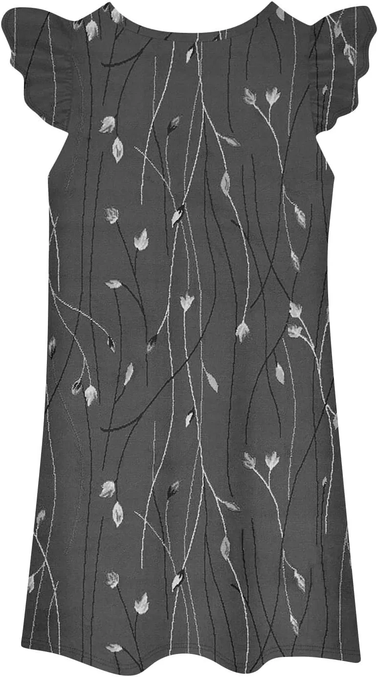 Summer Dresses for Women 2025 Boho Floral Print Solid Ruffle Sleeve Vacation Sundress Tshirt Dress Tank Dress