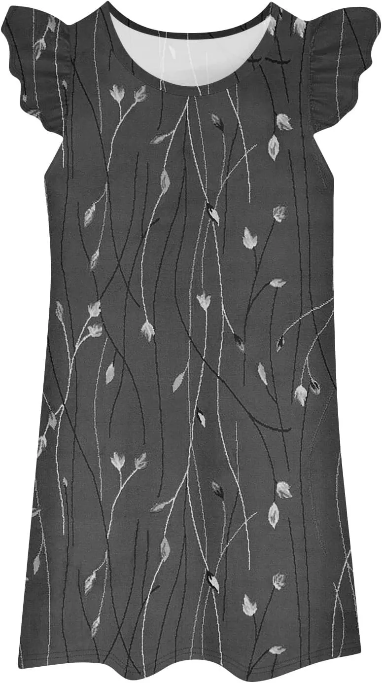 Summer Dresses for Women 2025 Boho Floral Print Solid Ruffle Sleeve Vacation Sundress Tshirt Dress Tank Dress