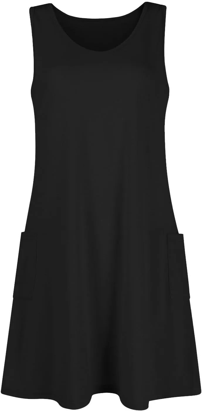 Summer Dresses for Women 2025 Casual Loose Fit V Neck Sundresses for Women Beach Sleeveless Tank Dress with Pockets