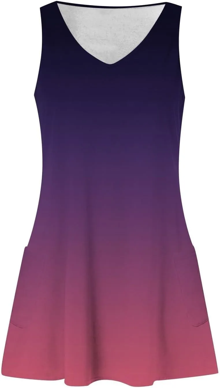 Summer Dresses for Women 2025 Casual Loose V Neck Sleeveless Sundresses Boho Tank Hawaiian Beach Dresses with Pockets