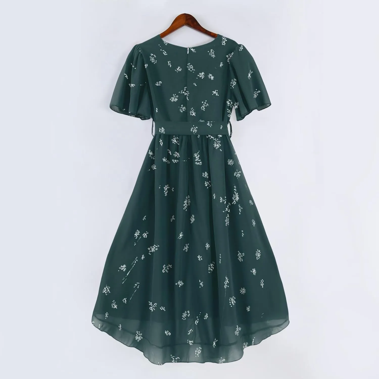 Summer Dresses for Women 2025 Casual Trendy Short Sleeve V-Neck Floral Printed Solid Vacation Cocktail Dress, S-2XL
