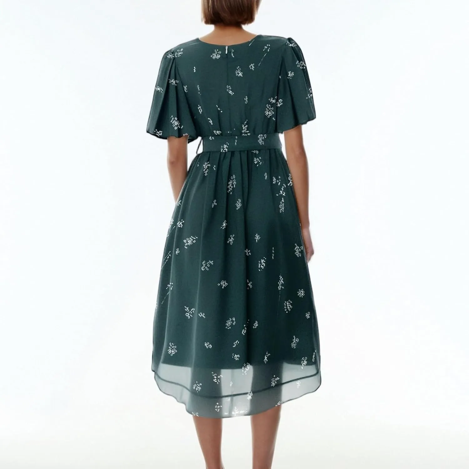 Summer Dresses for Women 2025 Casual Trendy Short Sleeve V-Neck Floral Printed Solid Vacation Cocktail Dress, S-2XL