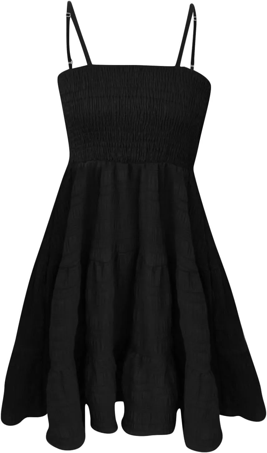 Summer Dresses for Women 2025 - Floral Lace Spaghetti Strap Bustier Mini Dress, Thigh-Length Ruffled Hem Party Dress