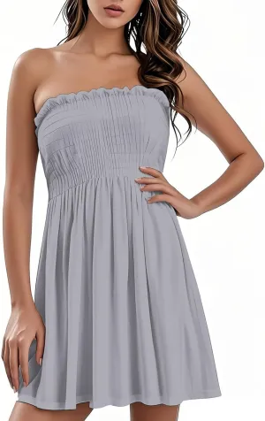 Summer Dresses for Women 2025 Plus Size Strapless Sundress Wedding Guest Dress & Vacation Cover Up Slimming Waist