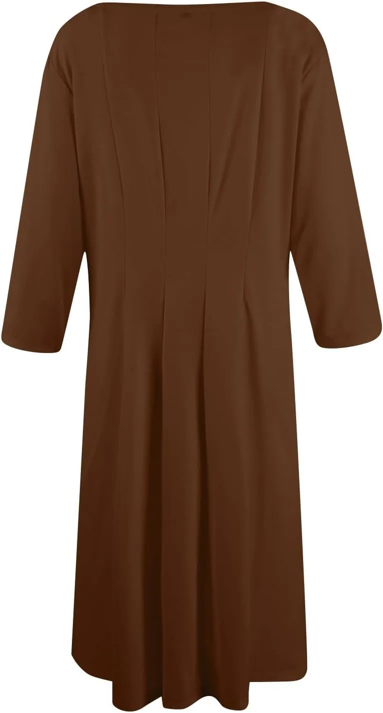 Summer Dresses for Women Crewneck 3/4 Sleeve Dress A Line Dress Spring Midi Casual Flowy with Pocket
