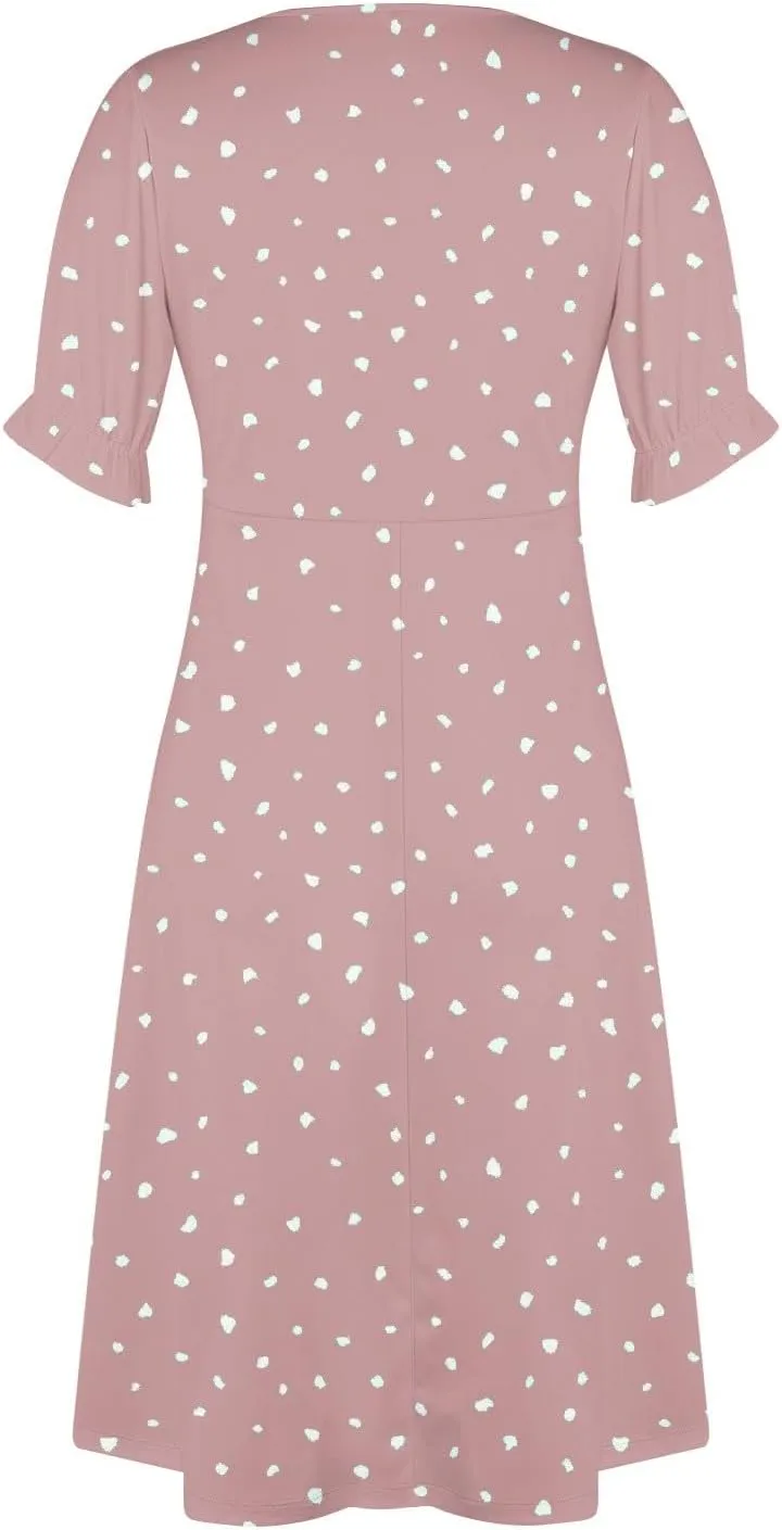 Summer Dresses for Women Midi Dresses for Women Puff Sleeve Loose Flowy Summer Swing Dress