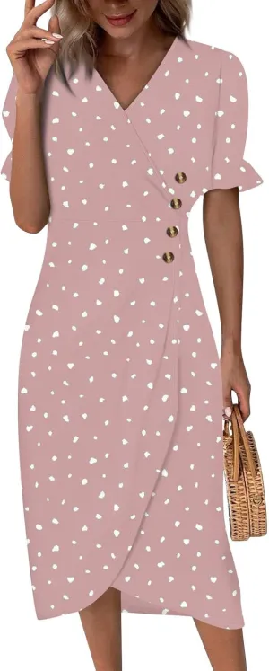 Summer Dresses for Women Midi Dresses for Women Puff Sleeve Loose Flowy Summer Swing Dress