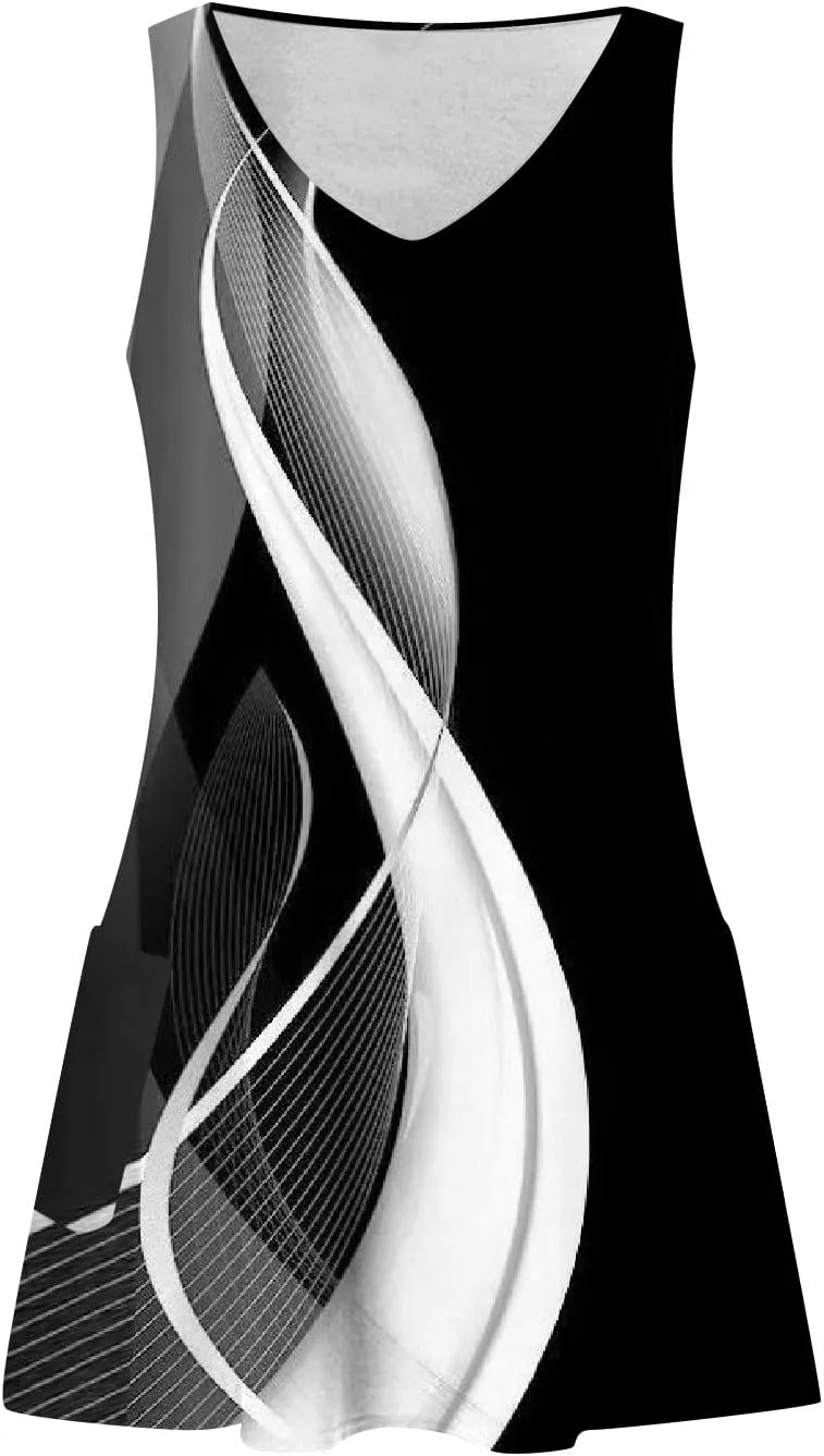 Summer Dresses for Women, V Neck Sleeveless Sundresses with Pockets Casual Boho Beach Dress Vacation Flowy Dresses