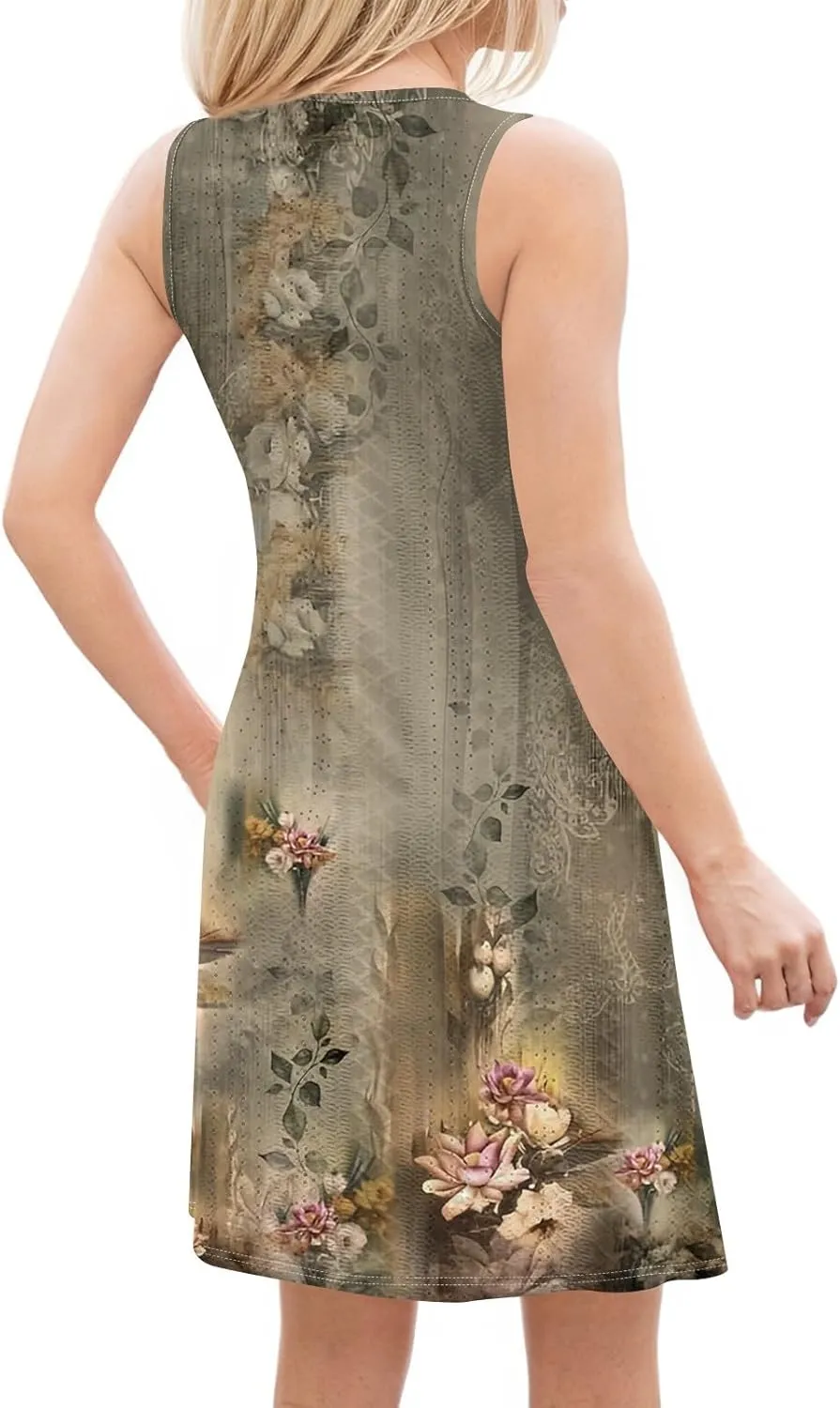 Sundress for Women 2025 Summer Casual Sleeveless Swing T Shirt Dresses Beach Cover up Tank Dress with Pockets