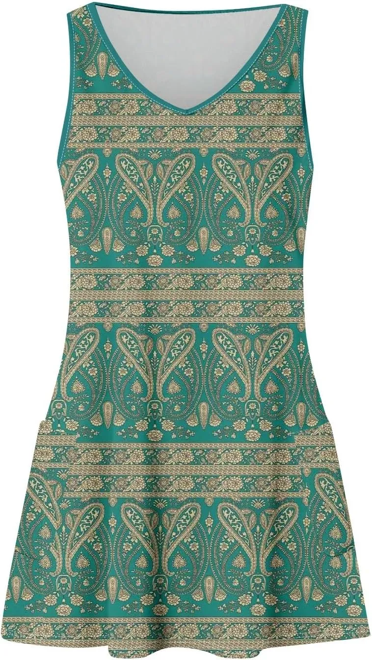Sundresses for Women Beach Casual Boho V Neck Sleeveless Floral Print Tank Loose Dress
