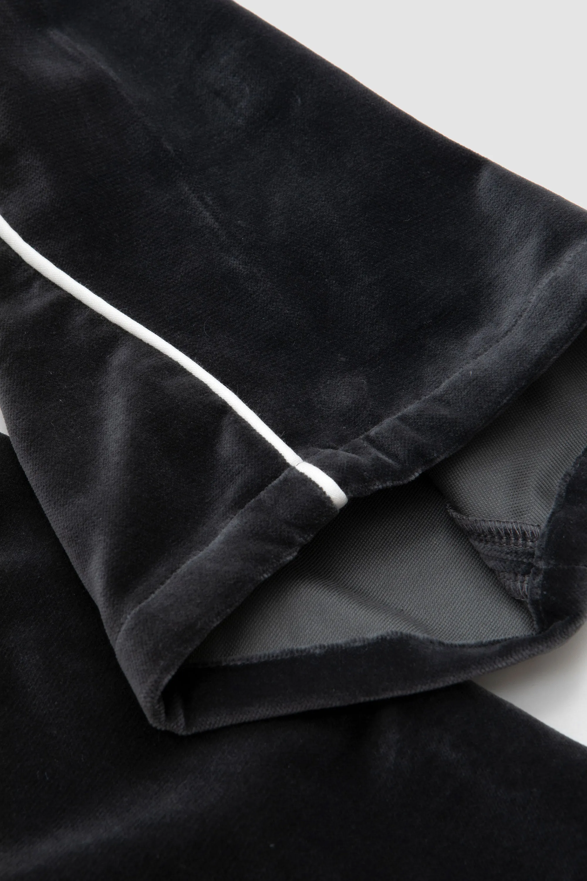 Sweat Pants With Piping Cotton Velvet Grey
